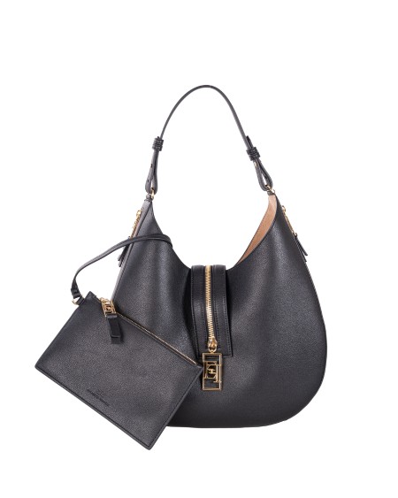 Shop ELISABETTA FRANCHI  Borsa: Elisabetta Franchi borsa hobo grande in materiale effetto pelle con zip.
Cerniere con tirazip logati in metallo dorato.
Accessorio in metallo dorato.
Dimensioni: 37,5 x 37 x 8 cm.
Composizione: 59% Poliestere 22% Polvere di legno 19% Poliuretanica.
Made in Italy.. BS75A47E2-110